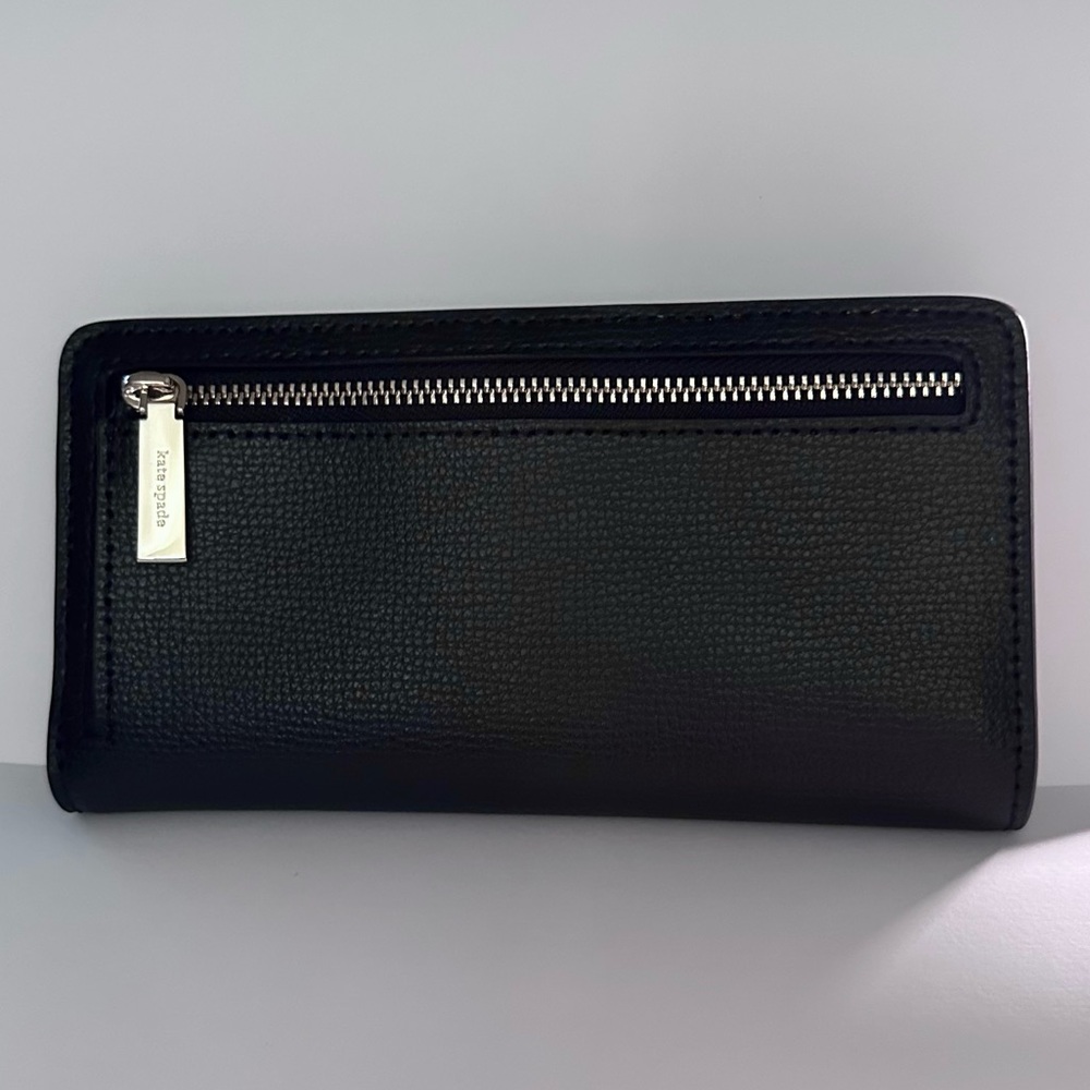 Kate Spade Black Refined Grain Leather Darcy Large Slim Bifold Wallet New w/ Tag - Picture 13 of 14